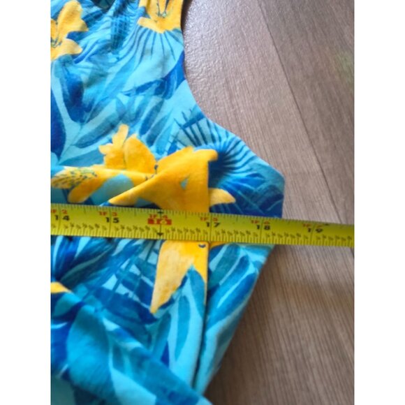 Lands End Womens Sleeveless Tropical Floral Maxi Dress L Blue & Yellow - Picture 7 of 7